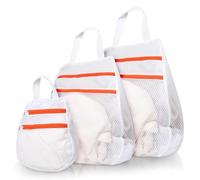 Cozary 3 Piezas Bolsa Ropa Sucia, [Upgrade] Doble Capa Bolsa Lavadora, Bolsas de Colada con Cremallera, para Ropa Interior, Calcetines - Blanco (30x30 cm, 40x40 cm, 50x50cm)