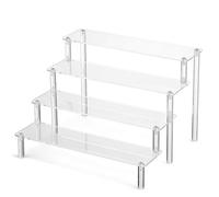 Cozary 4 Niveles Exhibición Acrílico, Elevador Acrílico Transparente, Organizador de Perfumes, 4 mm de Grosor, para Pop Figuras, Cupcake, Postre, Maquillaje y Condimento, 30 x 28 x 20 cm