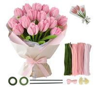 Cozary 400pcs Limpiapipas para Manualidades (4 Colores),Limpiapipas para Ramos DIY, con 20pcs Tallos, 2pcs Cinta Adhesiva, 1pcs Cinta y 160pcs Estambres,para Regalos Artesanales y Decoración