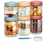 Cozary 6 Piezas Tarros de Avena Nocturna, 350ml+480ml Tarros de Cristal con Tapa Hermética, Botes de Vidrio reutilizables, para Frigorífico, Despensa, Ideales para Overnight Oats, Yogur, Mermeladas