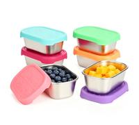 Cozary 6pcs Recipientes para Salsa, Mini 110ML Recipiente para Condimentos de Acero Inoxidable para Llevar, Prueba de Fugas, Reutilizable,para Salsas para Mojar, Mermeladas, Frutos Secos