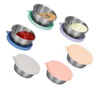 Cozary 6pcs Recipientes para Salsa, Mini 50ML Recipiente para Condimentos de Acero Inoxidable para Llevar, Prueba de Fugas, Reutilizable,para Salsas para Mojar, Mermeladas, Frutos Secos