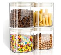 Cozary 800ml Tarros de Cristal con Tapas ABS, Set de 4 Cuadrados Botes Cocina Almacenaje Herméticos Apilables y Lavables, Botes de Cristal con Tapa para Avena, Café, Judías