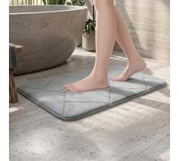 Cozary Alfombra de Baño Antideslizante de Espuma Viscoelástica, Alfombra de baño, Absorbente, Suave y Cómoda, Antideslizante, Lavable a Máquina, para Bañera,Ducha y Baño, 50 x 80 cm, Gris