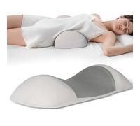 Cozary Almohada Lumbar, 55x25x8 cm Cojín Lumbar Ortopédico en Espuma Viscoelástica, Soporte Ergonómico Ajustable para Cama, Sofá, Silla Oficina y Coche, Alivia la Tensión Lumbar, Funda Lavable, Gris