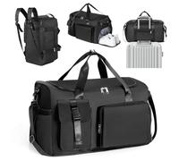 Cozary Bolsa Deporte Hombre Mujer - 42L Bolsa de Viaje Grande - Tela Oxford Impermeable - Diseño Multibolsillos - Bolsa de Gimnasio 3 en 1 - para Gimnasio Viaje Negocios - Negro