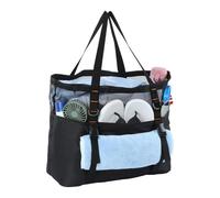 Cozary Bolso de Playa con Cremallera - Diseño Grande - Bolsa de Playa Impermeable con Múltiples Compartimentos - Tote Bag Mujer para Vacaciones y Playa - Negro