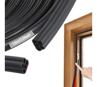 Cozary Burlete Puerta Ventana Autoadhesivo 10mm x 7.5mm, Cinta de Espuma para Sellado de Puerta de Entrada y Ventanas, Anticorrientes, Insulación Acústica, Impermeable, Antipolvo (10 M, Negro)