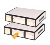 Cozary Cajas Almacenaje Ropa 2 Piezas, 35L Bolsas Guardar Edredones de PP trenzado, Almacenaje Bajo Cama con ventana transparente,60×45×13cm