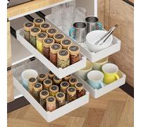 Cozary Cajones Extraíbles para Cocina 4 Tamaños - 13/18/23/27 x 40 cm, Organizador de Armario con Guías Silenciosas y Tope de Seguridad, Instalación con Adhesivo o Tornillos para Cocina/Baño/Despensa