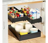 Cozary Cajones Extraíbles para Cocina con Guías Silenciosas - 3 Tamaños Modulares (13/18/27x40x7 cm), Instalación Sin Daños para Armario/Cocina/Dispensa, Negro