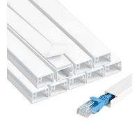 Cozary Canaleta para Cables Pared Adhesivo 10 Piezas, para Esconder Cables | 15x10x400mm, PVC, Adhesivo, Sin Taladrar, Cortable A Medida, Para Cables TV, Teléfono, Altavoces & Luces, Orden & Seguridad