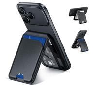 Cozary Cartera Magnética para iPhone, Bloqueo RFID, Soporte Ajustable, 3 Tarjetas, Ligero y Delgado, con Parches, para Todos los Modelos de teléfonos móviles, Negro
