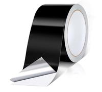 Cozary Cinta de Aluminio Negra 50mm x 20m,Cinta Aluminio Adhesiva Impermeable y Resistente al Calor,Cinta Selladora Metálica para Conductos de Aire Altas y Bajas TemperaturasTemperaturas