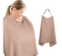 Cozary Cubierta de Lactancia Materna, Delantal de Lactancia,76 x 110 cm, Bufanda de Lactancia Suave y Transpirable,Algodón,Funda de Lactancia para Lactancia con Correa Ajustable en la Espalda, Marrón