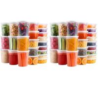 Cozary Envases para Alimentos con tapas, 48 Pieza Contenedores de alimentos Deli (12-32oz y 24-16oz 12-8oz), Recipientes de Plástico Alimento Herméticas, Aptos para el Microondas y el Lavavajillas