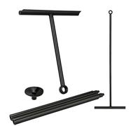 Cozary Escoba de Goma con Mango Telescópico Ajustable (30-89 cm) | Raspador de 30 cm para Agua, Espuma y Pelos de Mascotas | Ideal para Baño, Ducha, Ventanas y Cocina | Incluye Gancho de Ventosa