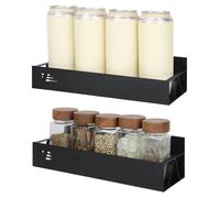 Cozary Especieros para Cocina, Organizador de Especias sin Taladro, 2 piezas, Especiero Pared para Nevera/Lavadora, para Especias, Utensilios de Cocina, Rejilla Ventilada, Ahorro de espacio Negro