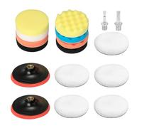 Cozary Esponja Pulir para Coche 125mm, 17 piezas Kit de Esponja de Pulido, M14 Adaptador de Taladro y Almohadillas de Cera de Lana