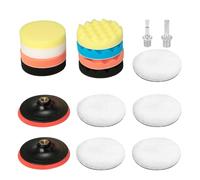 Cozary Esponja Pulir para Coche 80mm, 17 piezas Kit de Esponja de Pulido, M14 Adaptador de Taladro y Almohadillas de Cera de Lana