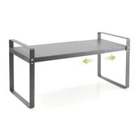 Cozary Estantería de Cocina Extensible (37-63cm), Metal Estanteria Cocina, para Utensilios, Aperitivos o Libros, más Espacio de Almacenamiento, para Armarios de Cocina y Encimeras, Despensa, Gris