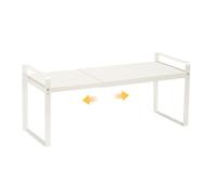 Cozary Estantería de Cocina Extensible (37-63cm), Metal Estanteria Cocina, para Utensilios, Aperitivos o Libros, más Espacio de Almacenamiento, para Armarios de Cocina y Encimeras, Despensa, Blanco