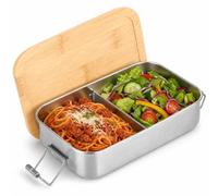 Cozary Fiambrera de Acero Inoxidable con Tapa, 700ML Hermética Tartera Comida Trabajo, Prueba de Fugas, Sin BPA, Lunch Box Divisores Ajustables para Trabajo, Escuela, Picnic