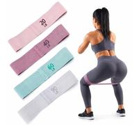Cozary Gomas Elasticas Musculacion 4 Piezas, Bandas de Resistencia de Tela con 4 Niveles, Cintas Elasticas Antideslizantes para Entrenamiento en Casa, Pilates, Yoga