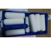 Cozary Juego de 12 Rodillos de Pintura 11 cm - Rodillos de Espuma Alta Densidad + Mango + Bandeja - Acabado Liso Sin Marcas en Madera, Metal, Azulejos, Muebles y Superficies Lisas - Azul