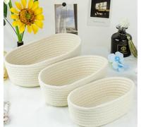 Cozary Juego de Cestas Organizadoras Pequeñas - Para Almacenaje en Baño, Cocina, Dormitorio, Tejidas de Algodón y Decorativas - Diseño Resistente, Set de 3 Piezas