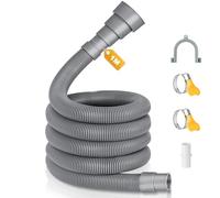 Cozary Manguera Lavadora, 1M Tubo Desague Lavadora Universal, con Conector y Abrazadera, Soporte en U, Para Manguera Lavadora y Lavavajillas