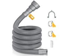 Cozary Manguera Lavadora, 2M Tubo Desague Lavadora Universal, con Conector y Abrazadera, Soporte en U, Para Manguera Lavadora y Lavavajillas