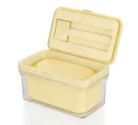 Cozary Mantequillera para 500gr de Manteca, Caja de Mantequilla con Tapa y Cuchillo, Fácil de Recoger y Limpiar, Recipiente Hermética para Todo Tipo de Mantequilla, 16x10x9cm, Amarillo