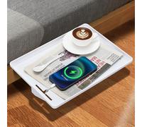 Cozary Mesita de Noche Flotante para Cama, Bandeja con Clip y Guía de Cables para Literas y Residencia Estudiantil, Estante Organizador de Pared, Blanco
