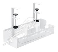 Cozary Organizador de Cables Escritorio, Bandeja Cables Escritorio con Ganchos Regulables, Soporte Bajo Mesa de Acero al Carbono Alta Capacidad para Oficina Hogar Gaming