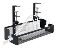 Cozary Organizador de Cables Escritorio, Bandeja Cables Escritorio con Ganchos Regulables, Soporte Bajo Mesa de Acero al Carbono Alta Capacidad para Oficina Hogar Gaming