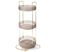 Cozary Organizador de Maquillaje Giratorio 360, Organizador de Cuidado de la Piel de 3 Niveles, Almacenaje Maquillaje Ajustables Orbicular, para Pintalabios Brochas Baño Tocador, Transparente