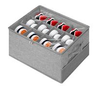 Cozary Organizador de Zapatos Armario, 12 Compartimentos Caja para Zapatos con Bolsa de Red, Tapas Transparentes e Asas Reforzadas, Caben 6-12 Pares, Plegables, para Zapatos, Ropa, Gris (43x32x32 cm)