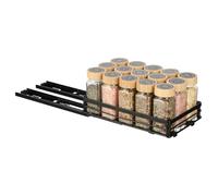 Cozary Organizador Deslizante de Especias de 1 Niveles, Resistente Organizador Especias Cocina, para Armario Que Ahorra Espacio, para Cosméticos, Bañ, Gabinetes, Armarios, 26x15x5.5cm, Negro