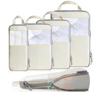 Cozary Organizador Maleta Viaje - Packing Cubes, Gran Espacio de Almacenamiento y Diseño Compacto para Viajeros Frecuentes - Beige
