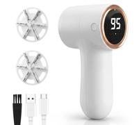 Cozary Quitapelusas Eléctrico, Pantalla LED, 2 Cabezales Recambio, USB-C | 6 Cuchillas, 5 Velocidades, 120 Min, Carga USB-C, 1200mAh, Depósito Extraíble, 2 Cuchillas Repuesto, Para Todos Los Tejidos