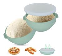Cozary Set 2 Fermentadoras De Masa Para Pizza, Recipiente Plegable Con Tapa Transparente, Marcas De Medida, Apto Lavavajillas, Recipiente Para Masa De Pizza (16.7x7cm | Pliega A 4cm)