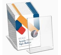 Cozary Set de 3 Expositores de Mesa A4 en Acrílico Transparente - Soporte Inclinado en Forma de L, Doble Cara, 2 mm de Grosor - Para Menús, Folletos - Para Restaurante, Oficina, Tienda