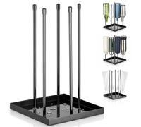 Cozary Soporte para Botellas SodaStream, Escurridor de Botellas en Acero Inoxidable Negro Brillante, Porta Botellas para 5 Botellas de 1,5 L, Compatible con SodaStream, Zojirushi, Tiger