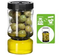 Cozary Tarro de Cristal para Encurtidos, 930ml Tarro de Pepinillos con Colador, Función de Separación en Seco/Húmedo, Prueba de Fugas, para Aceitunas, Jalapeños, Remolacha, Negro