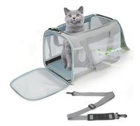 Cozary Transportín para Gatos y Perros Pequeños Plegable Bolsa de Viaje Bolsa Transportín de Perro Suave con Acolchado Correa Ajustable (45x30x30cm, Gris)