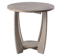 COZAYH Mesa auxiliar rústica de granja con estante de almacenamiento, mesa auxiliar de acento francés para familia, comedor o sala de estar, espacios pequeños, moderna, redonda, acabado gris vintage