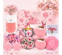 COZCLAM Juego de Regalo Baño de Mujer, Kit Belleza con Sales de Baño, Jabón, Vela, Bombas de Baño, Cepillo y Gorro, Regalo Cumpleaños Mujer, Ideas para Navidad, San Valentin