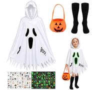 CozDazz Disfraz de fantasma para niños, capa fluorescente de Halloween