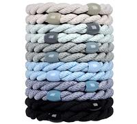 COZEASY 12 gomas de pelo a juego, sin metal, para cola de caballo, sin daños, sin enganche, perfecto para niñas y mujeres con cabello grueso o rizado (multicolor 18)